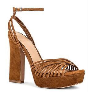Veronica Beard Women's Fletcher Suede Platform Strappy Heels in‎ Brown Size 10M